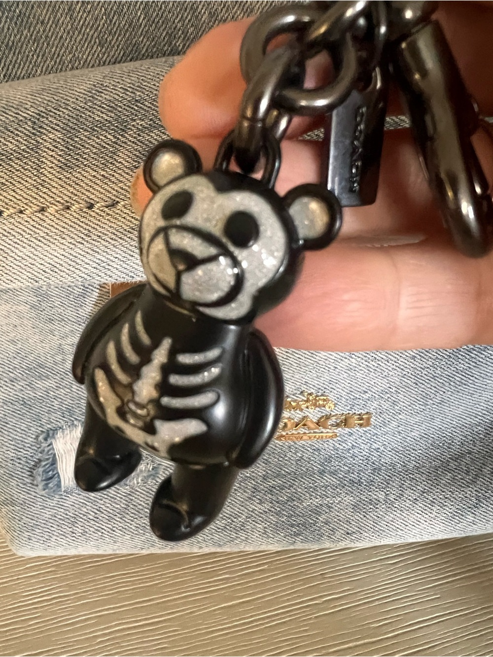 Coach Black Skeleton Bear Key Charm